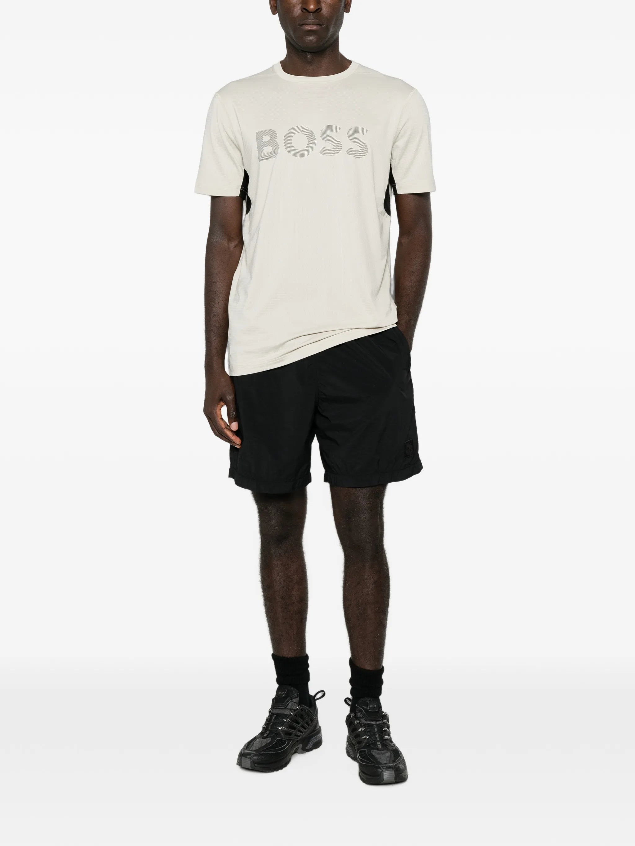 Boss Boss Logo-print Panelled T-shirt, view 2