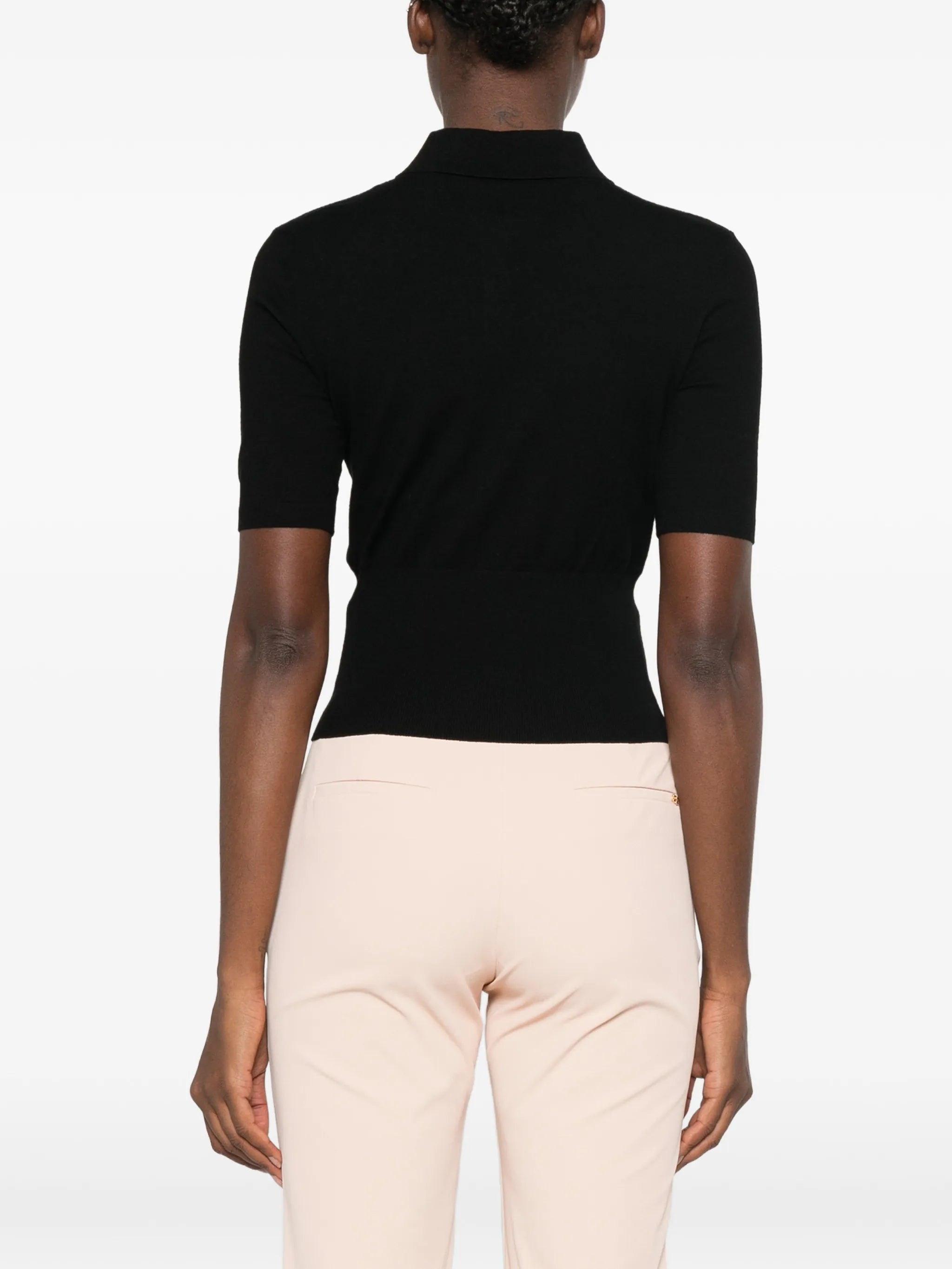 Elisabetta Franchi Elisabetta Franchi Ribbed-knit Short-sleeve Polo Shirt, view 2