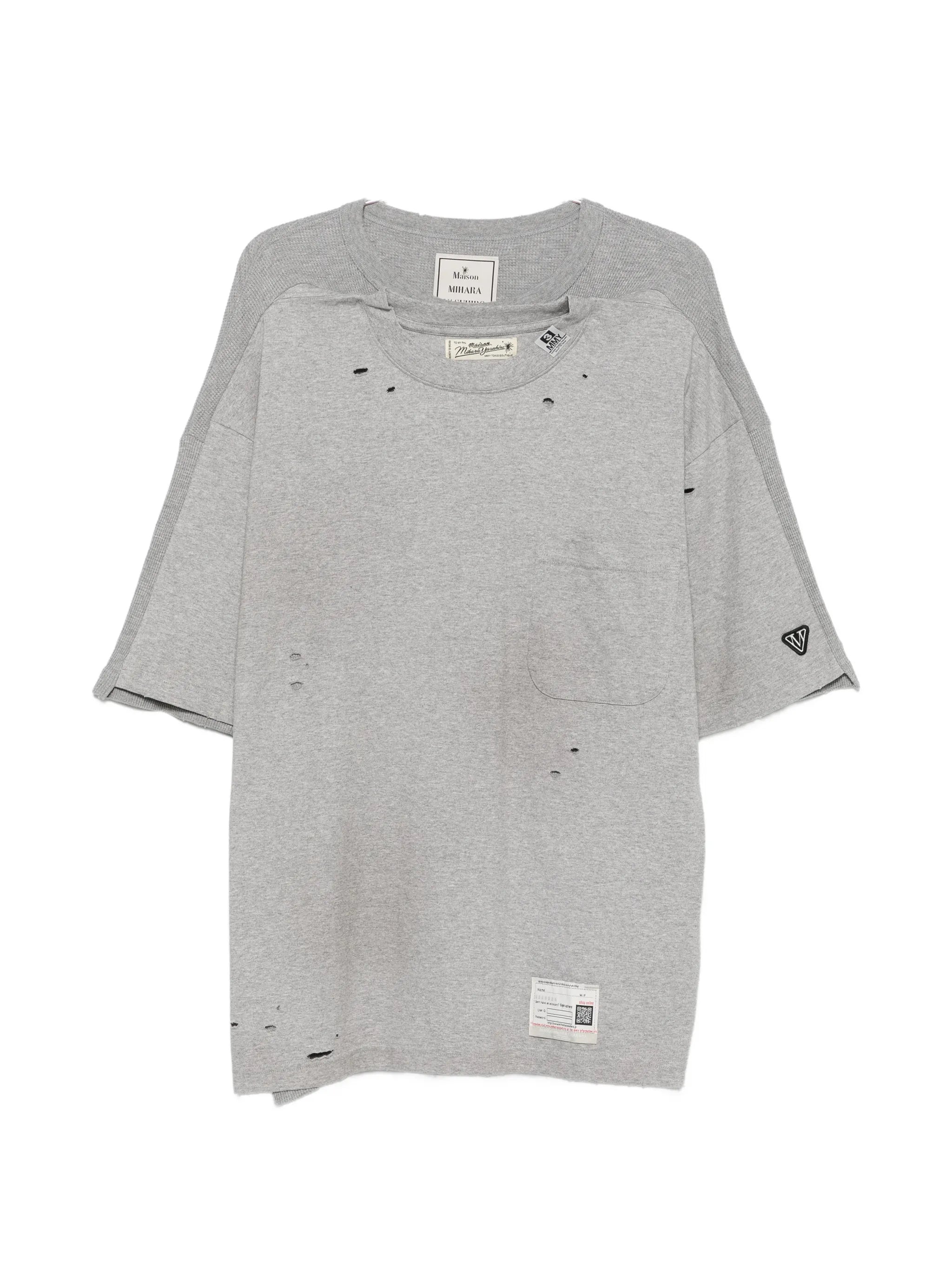 Maison Mihara Yasuhiro Maison Mihara Yasuhiro Distressed-effect Layered-detail T-shirt