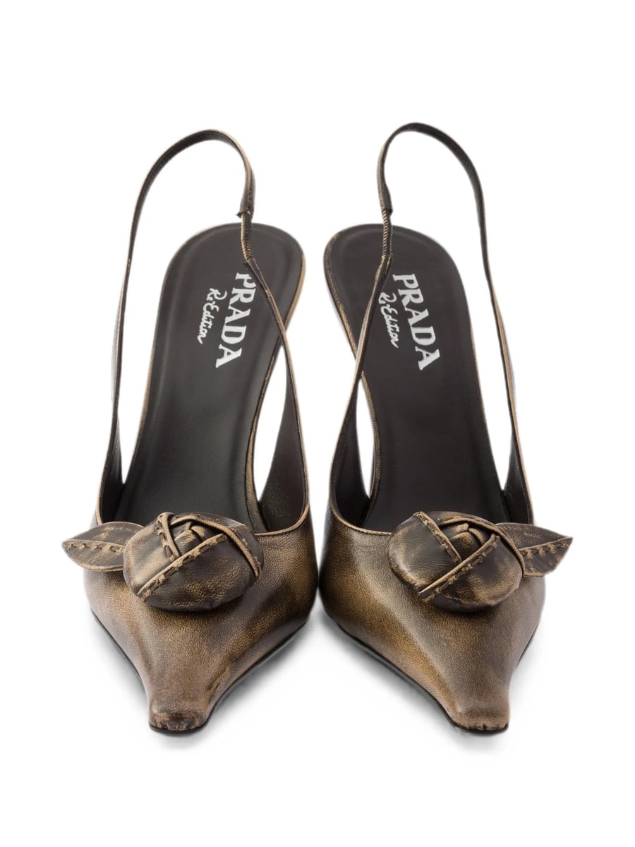 Prada Prada Leather Slingback Pumps, view 3