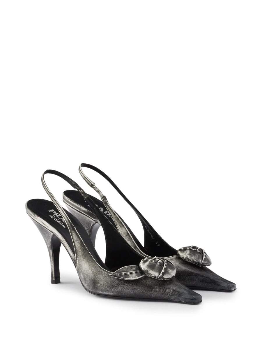 Prada Prada Leather Slingback Pumps, view 4