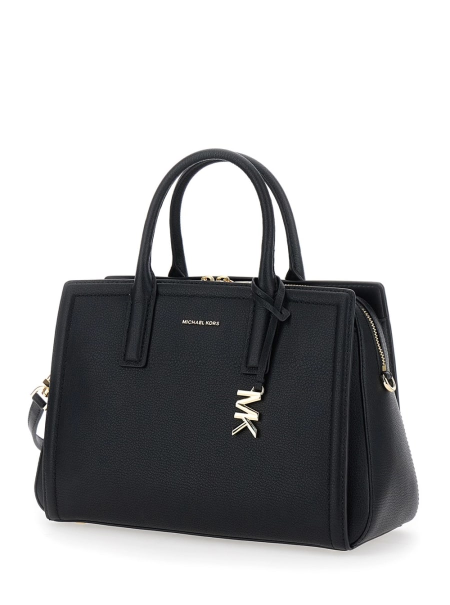 Michael michael kors Borsa a Mano 'Laila' con Pendente Metallici sul Fronte in Pelle Nera Donna, view 2