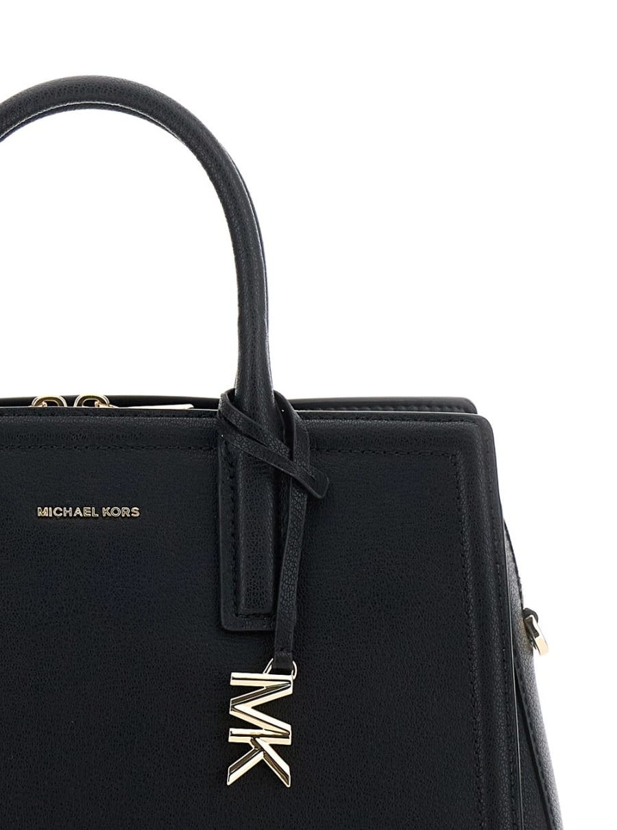 Michael michael kors Borsa a Mano 'Laila' con Pendente Metallici sul Fronte in Pelle Nera Donna, view 5