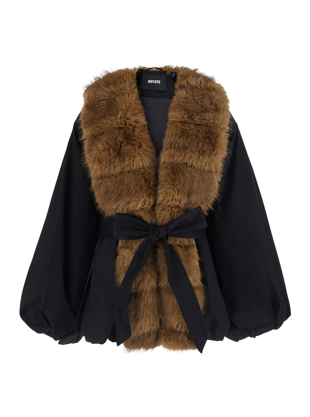 Rotate Giubbotto FAUX FUR COLLAR JACKET con collo in pelliccia sintetica e tessuto in poliestere riciclato, colore nero, donna