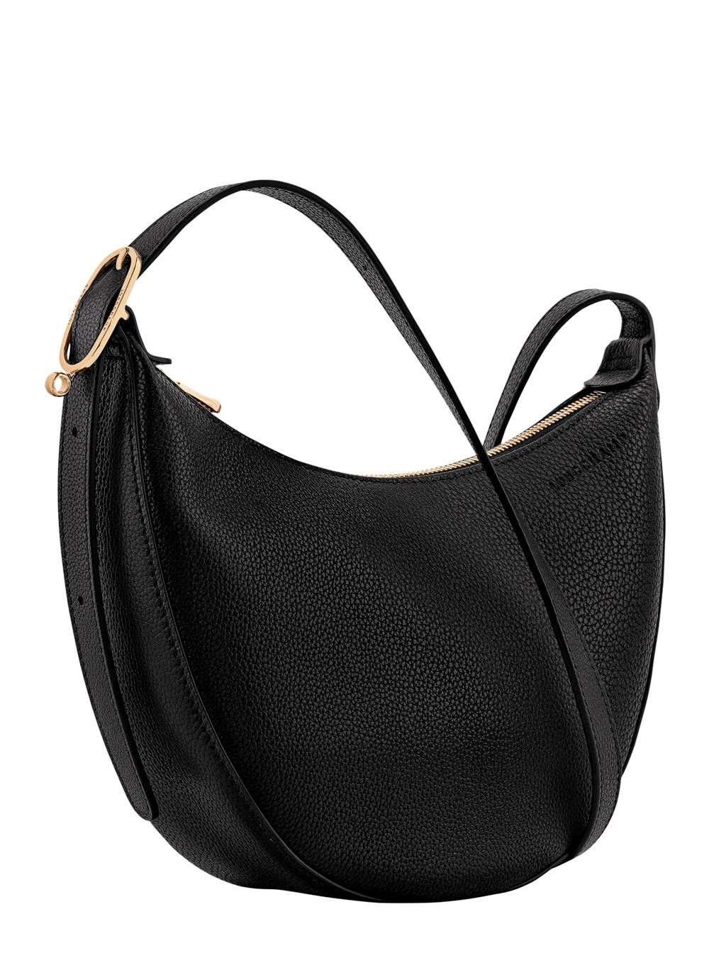 Longchamp Borsa a Tracolla 'Le Foulonné' con tracolla regolabile e charm logo su tiralampo in pelle nera donna, view 2