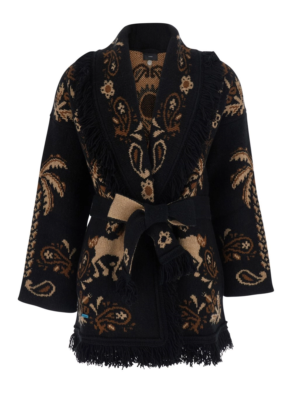 Alanui Cardigan foulard Island Roots con maniche lunghe e chiusura frontale in beige per donna