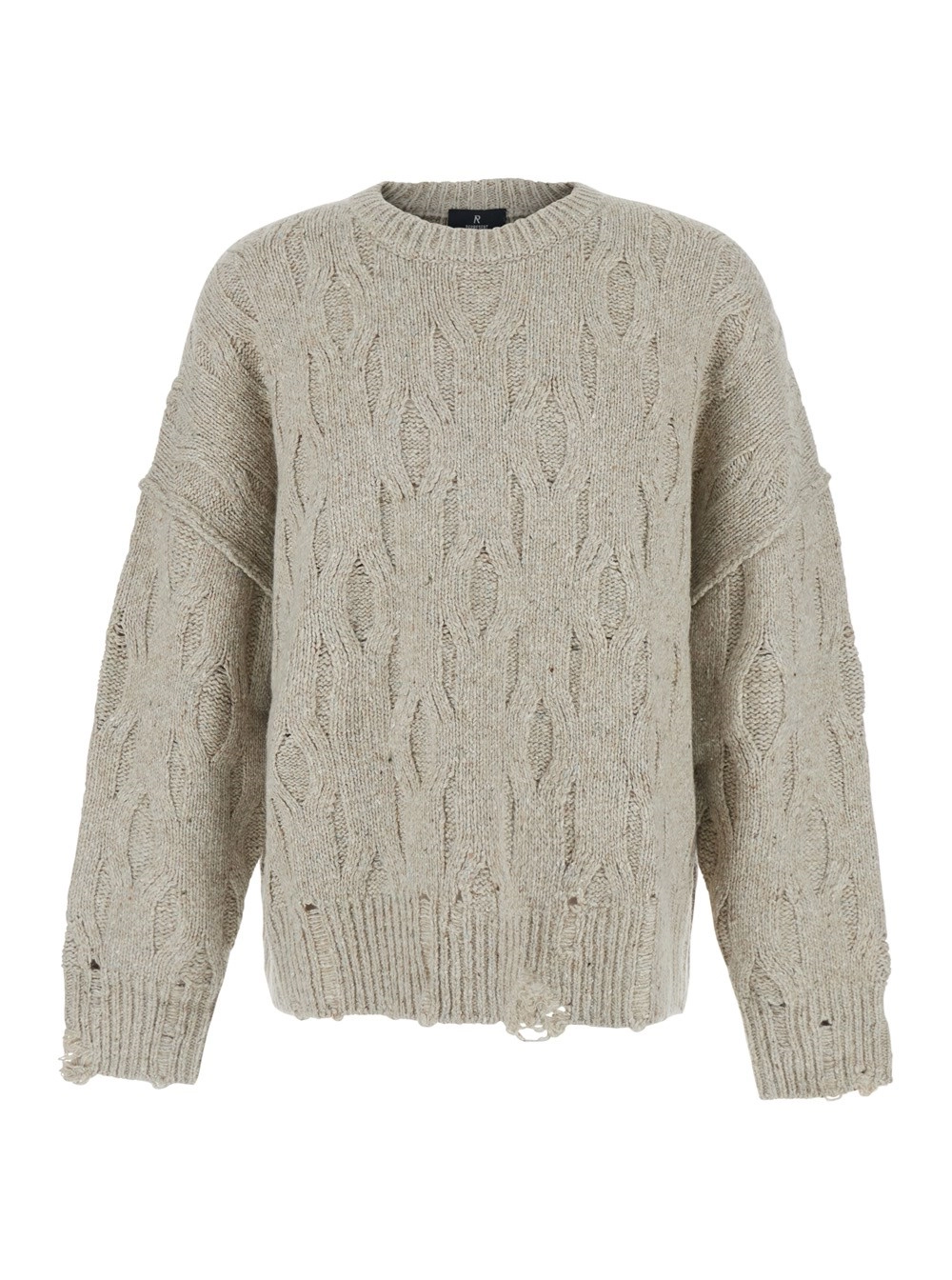 Represent DISTRESS KNIT SWEATER con collo a giro e maniche lunghe in acrilico beige uomo