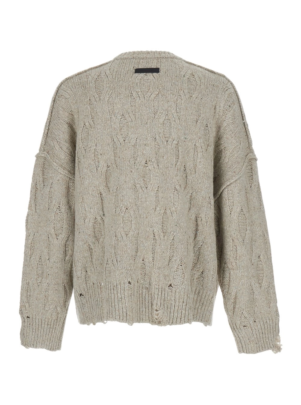 Represent DISTRESS KNIT SWEATER con collo a giro e maniche lunghe in acrilico beige uomo, view 2