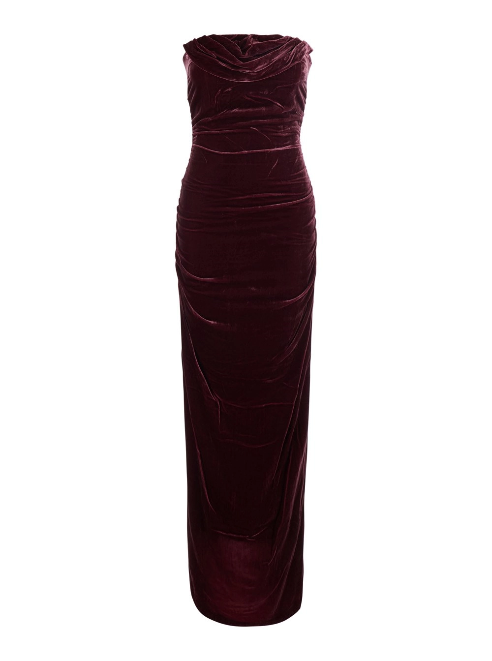Rotate Abito SILK VELVET RUCHED DRESS con viscosa e seta di colore bordeaux per donna