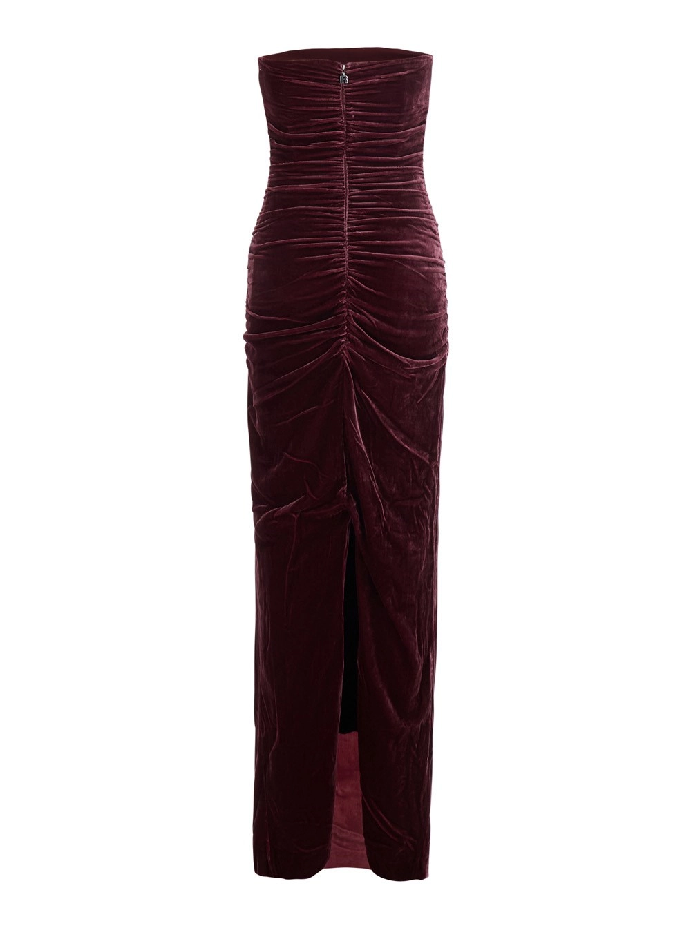 Rotate Abito SILK VELVET RUCHED DRESS con viscosa e seta di colore bordeaux per donna, view 2