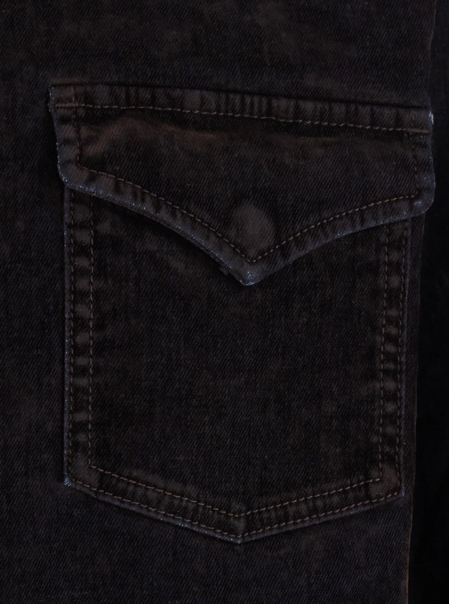 Amiri Camicia in denim con patch e colletto classico, in cotone, marrone, uomo, view 3