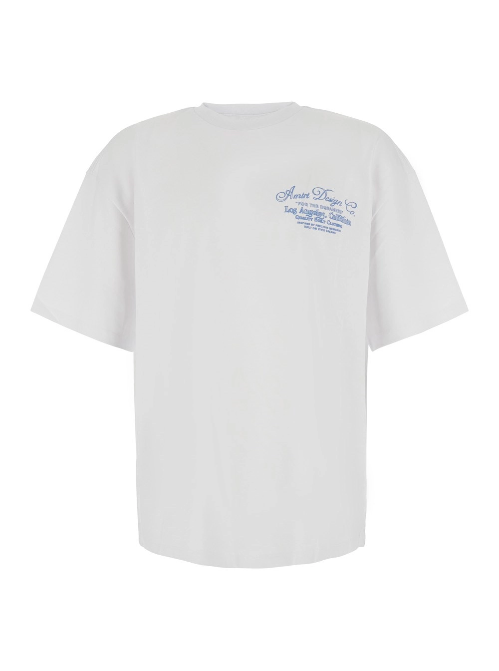 Amiri T-shirt girocollo con stampa su fronte e retro in cotone bianca uomo