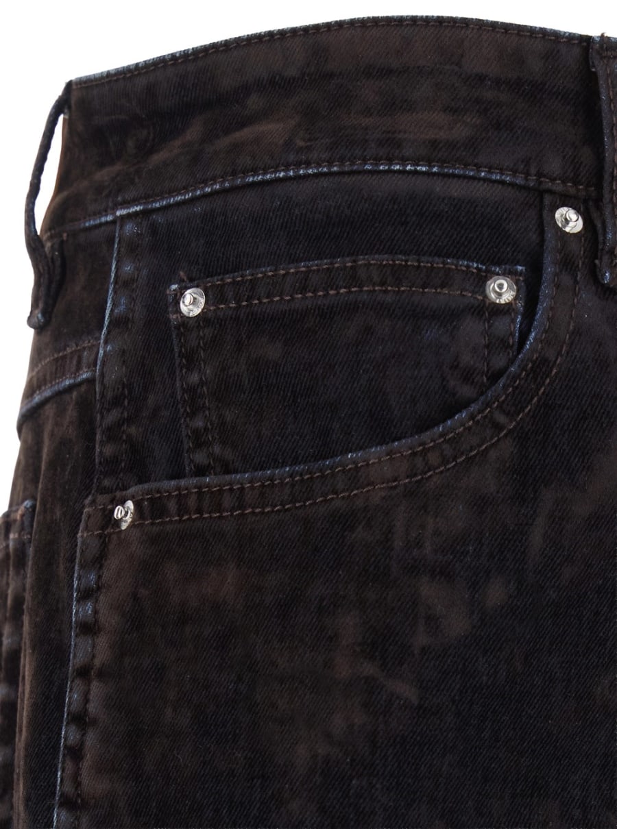 Amiri Camicia in denim con patch e logo, cotone, marrone, uomo, view 3