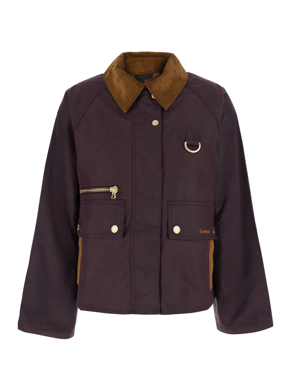 Barbour Giubbotto 'Cottingham' con collo e logo lettering sul fronte in cotone bordeaux donna