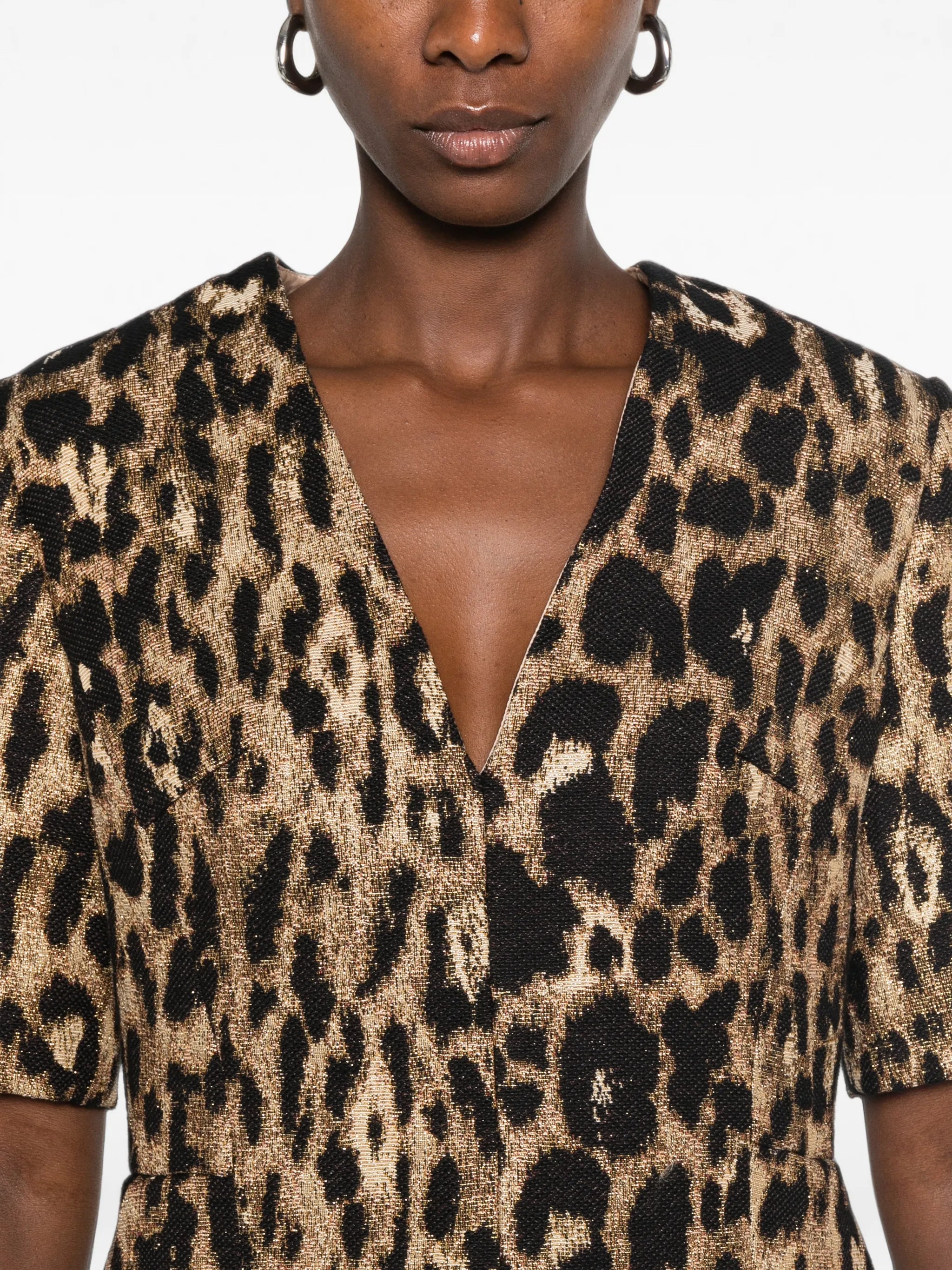 De Santis De Santis Leopard-print V-neck Mini Dress, view 2