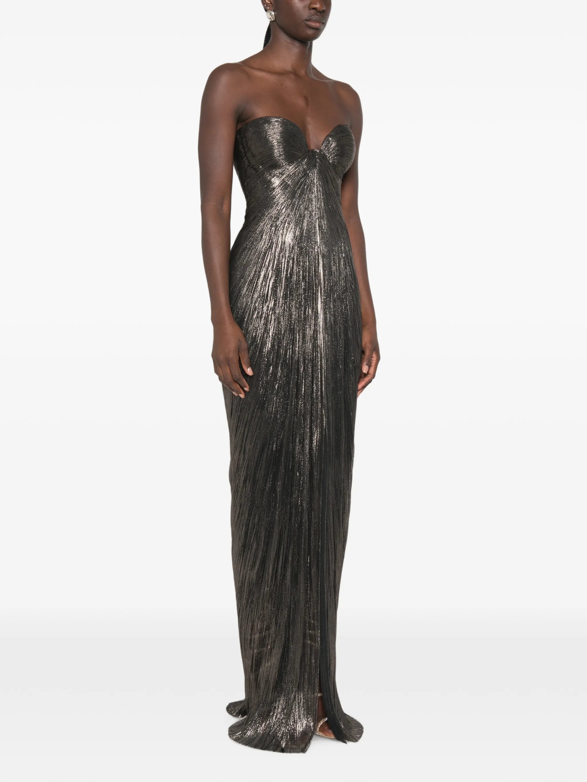 Maria Lucia Hohan Maria Lucia Hohan Nadira Metallic-effect Pleated Maxi Dress, view 2
