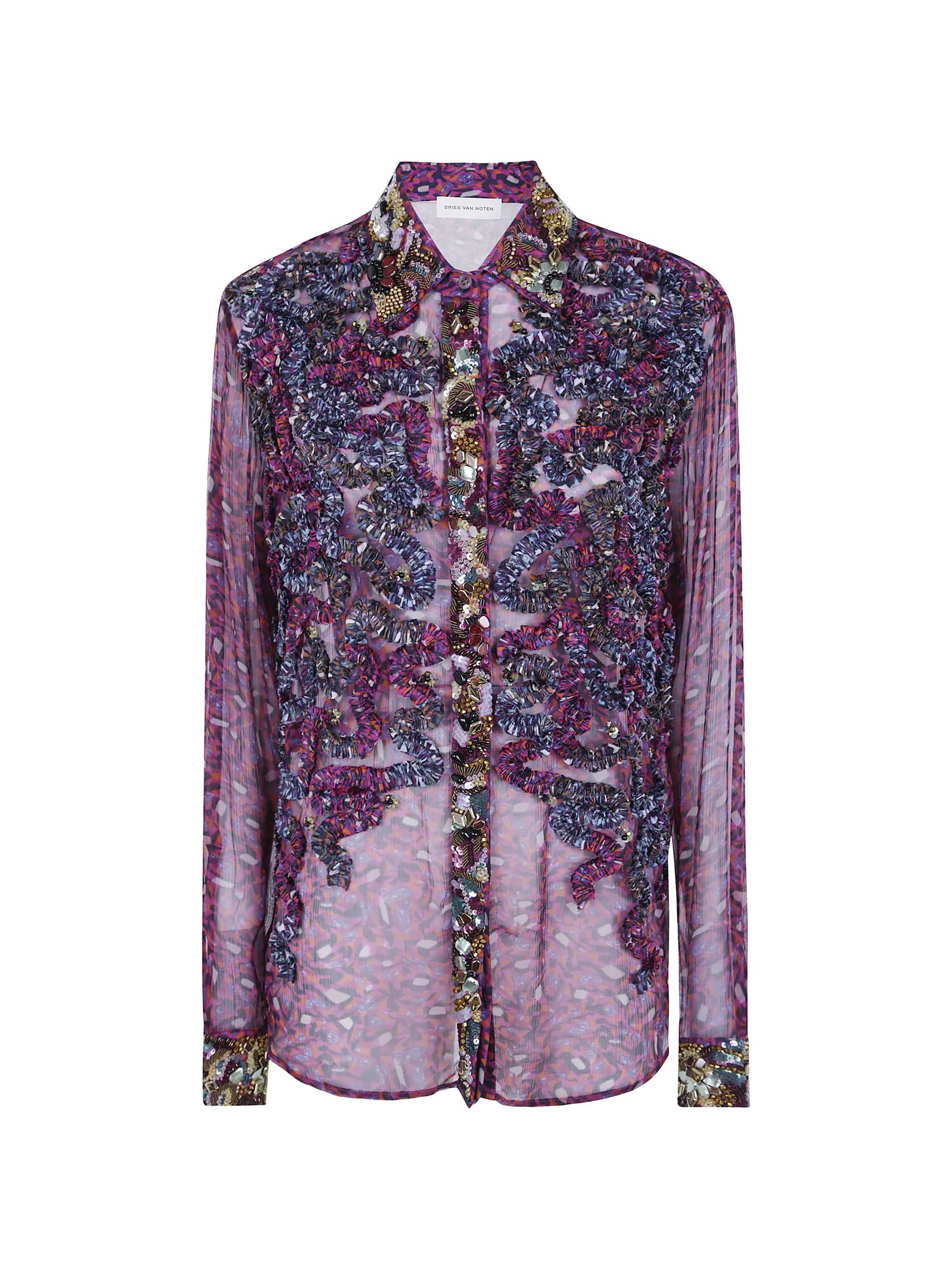Dries Van Noten Dries Van Noten Sequin-embellished Ruffled Shirt