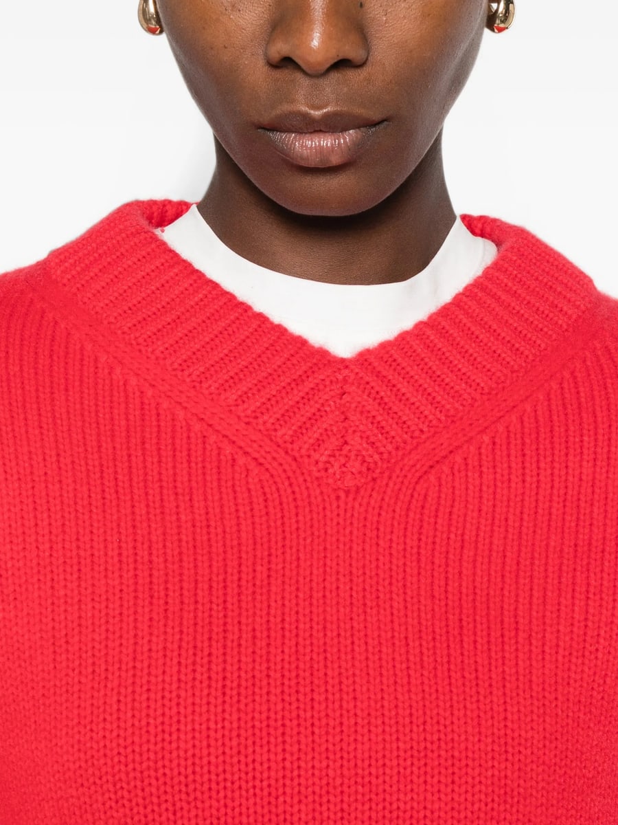 Soft Goat Soft Goat Ribbed V-neck Sweater, view 3