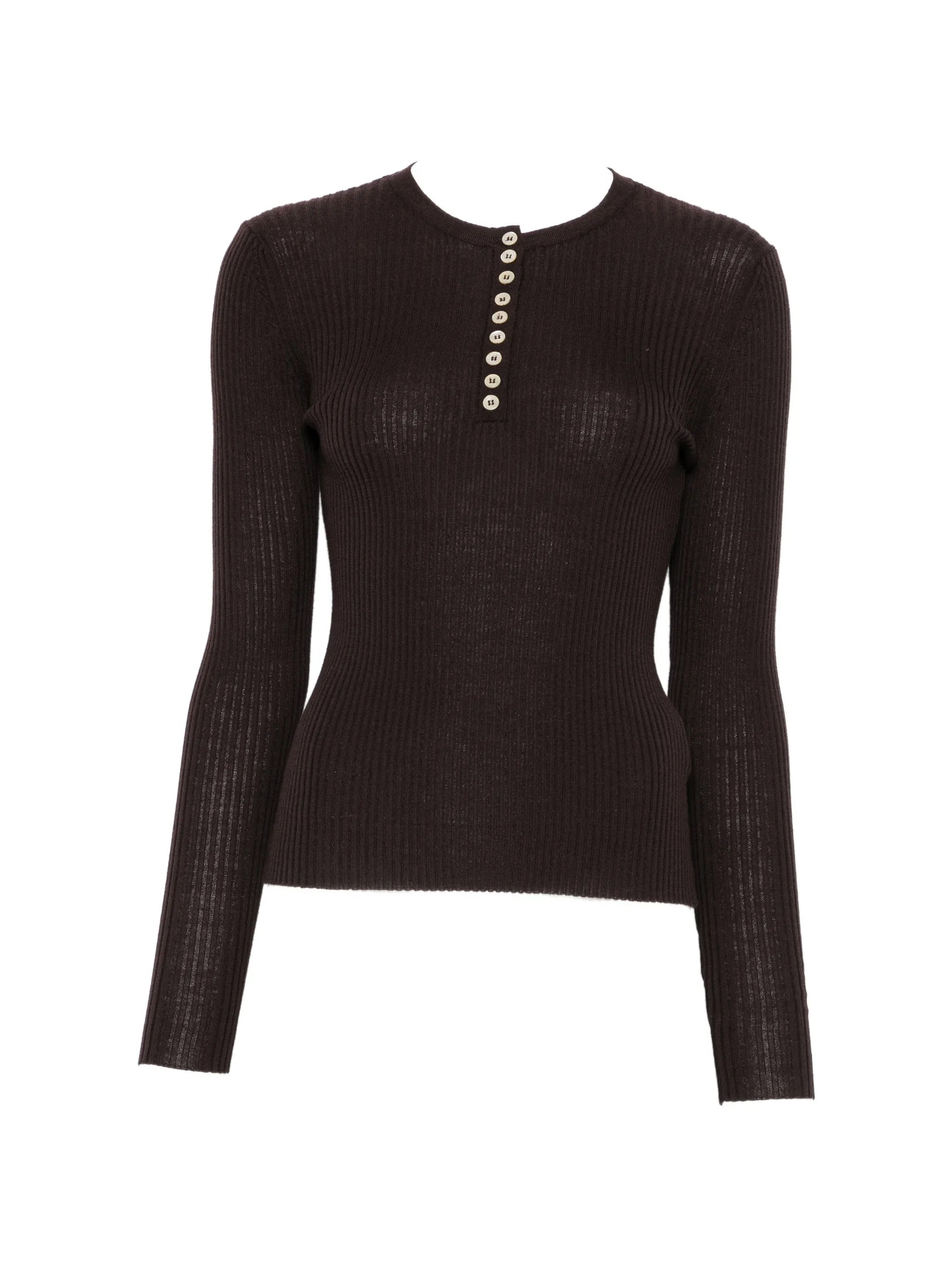 Soft Goat Soft Goat Ribbed-knit Henley Sweater