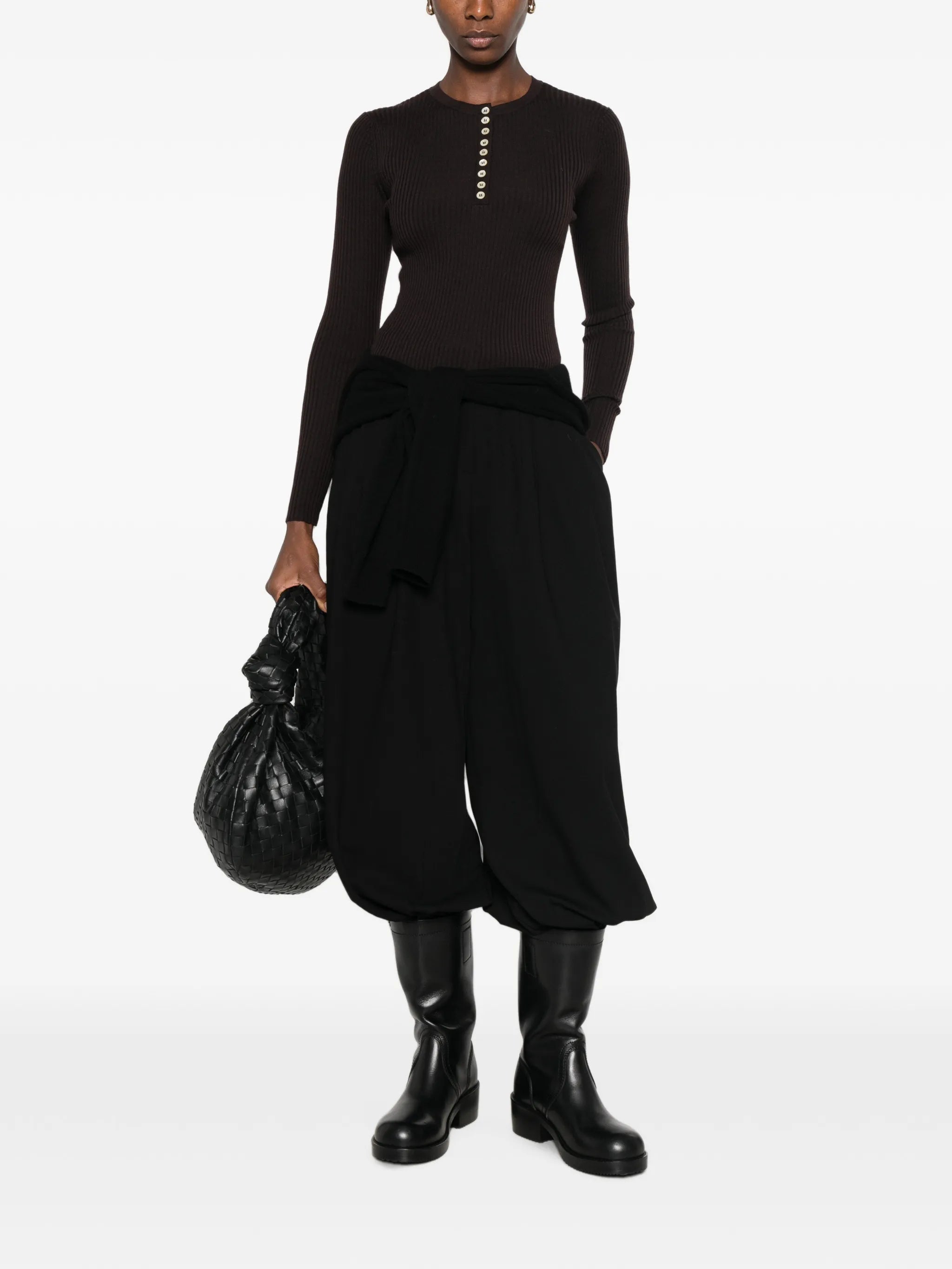 Soft Goat Soft Goat Ribbed-knit Henley Sweater, view 2