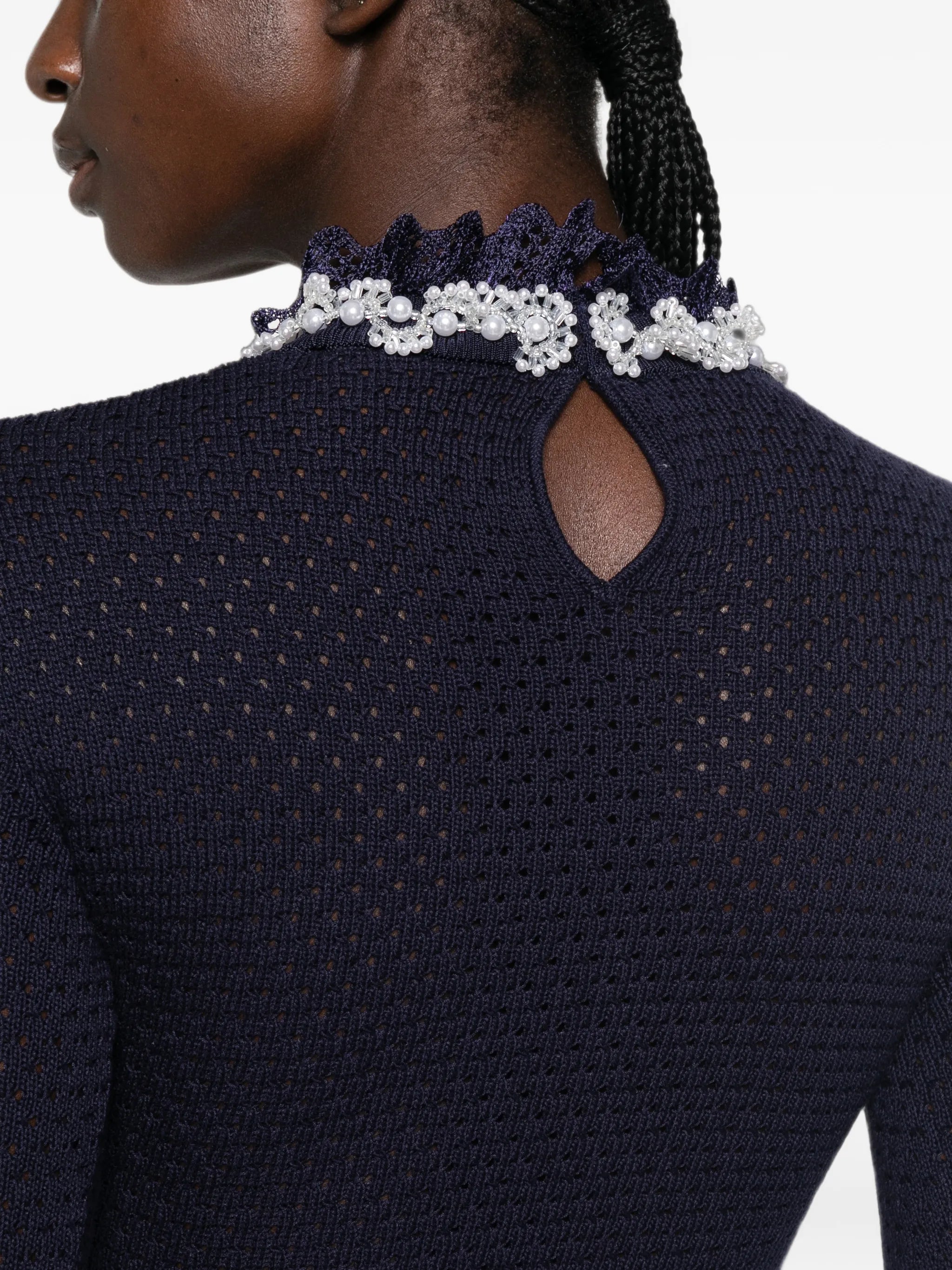 self-portrait Self-portrait Embellished Crochet-knit Mini Dress, view 2