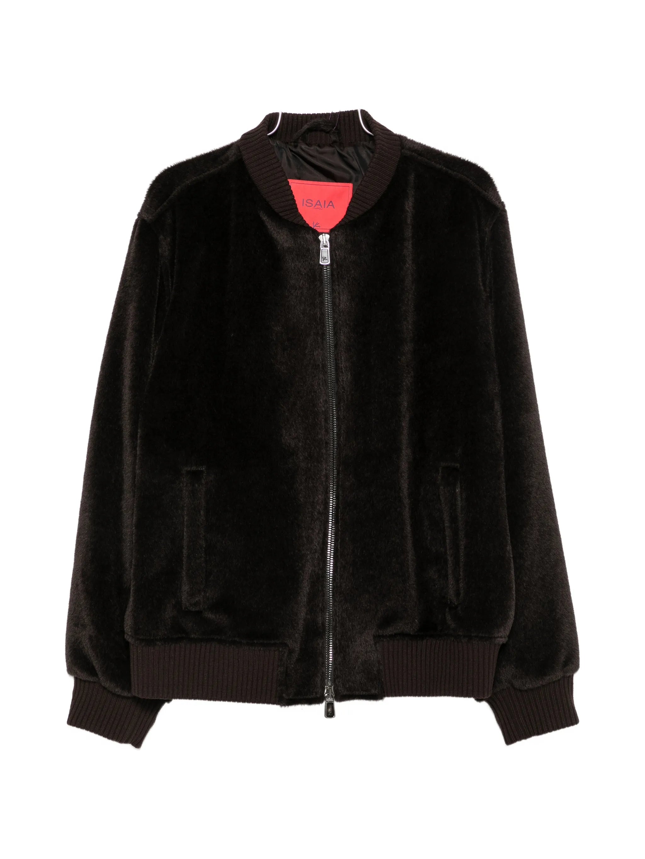 Isaia Isaia Varsity Faux-fur Ribbed-trim Bomber Jacket