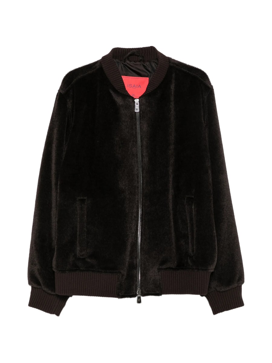 Isaia Isaia Varsity Faux-fur Ribbed-trim Bomber Jacket