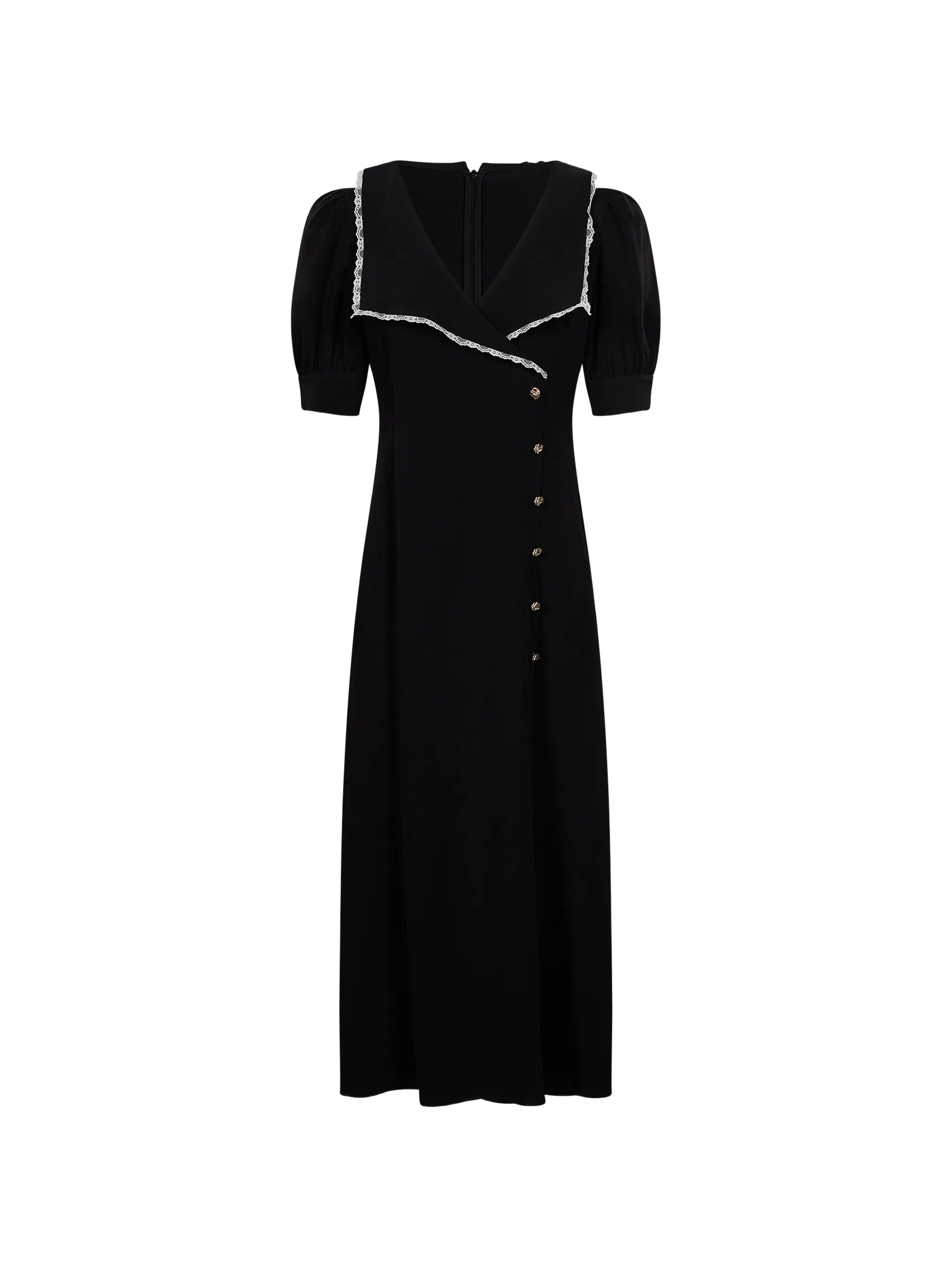 Alessandra Rich Alessandra Rich Cady Lace-trim Collar Midi Dress