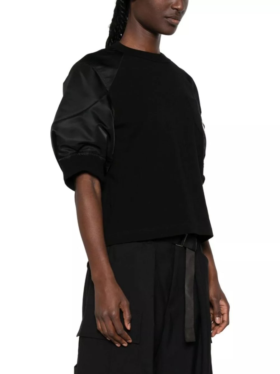 Sacai T-shirt in cotone e nylon, view 4