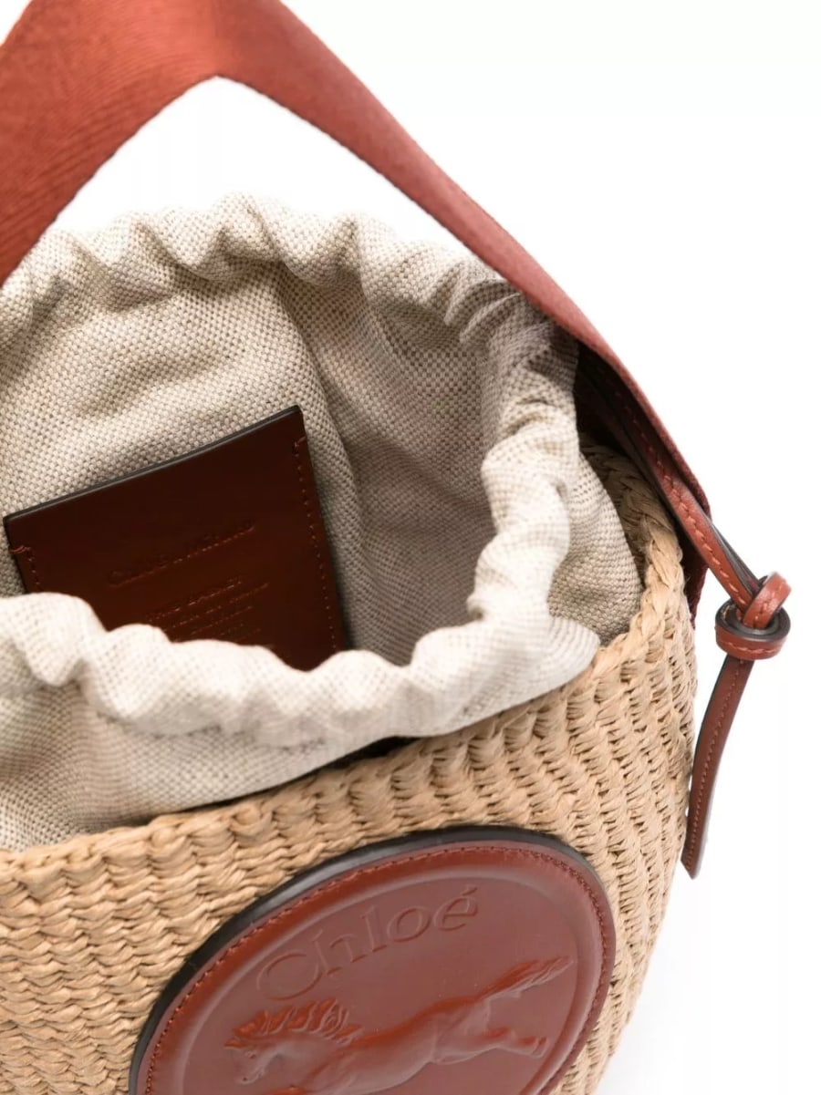 Chloé Borsa a secchiello in rafia e pelle, view 4