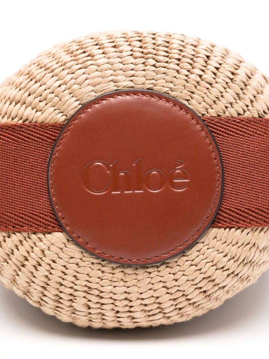 Chloé Borsa a secchiello in rafia e pelle, view 5