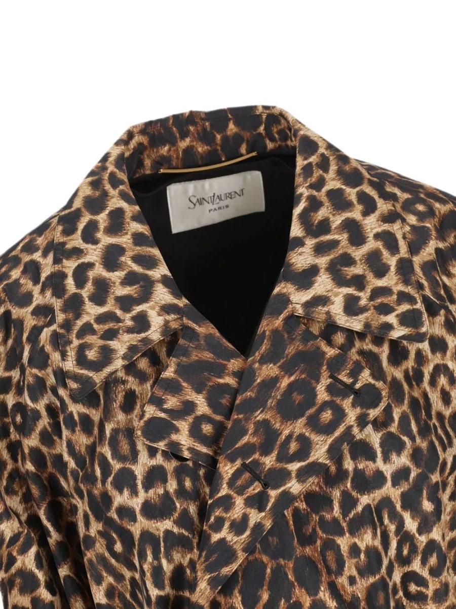 Saint Laurent Cappotto trench in nylon stampato, view 3