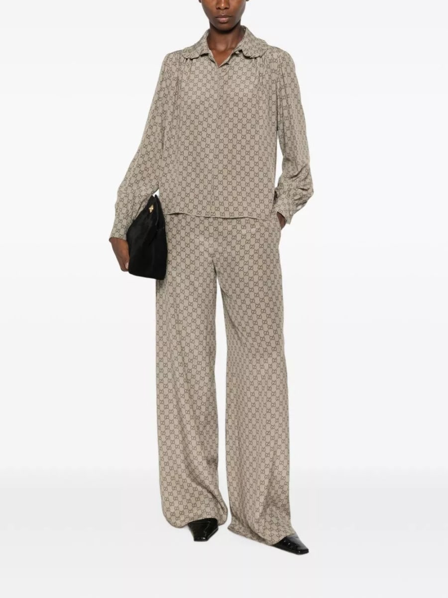 Gucci Pantaloni in seta GG, view 2