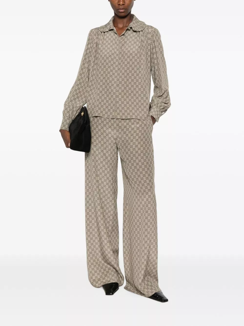 Gucci Pantaloni in seta GG, view 2