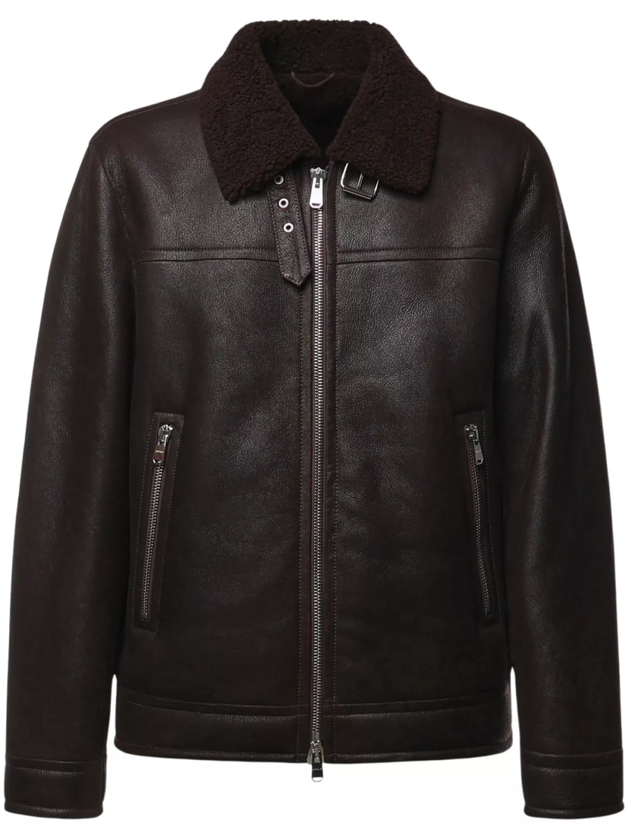 Dondup Giacca in pelle con colletto in pelliccia