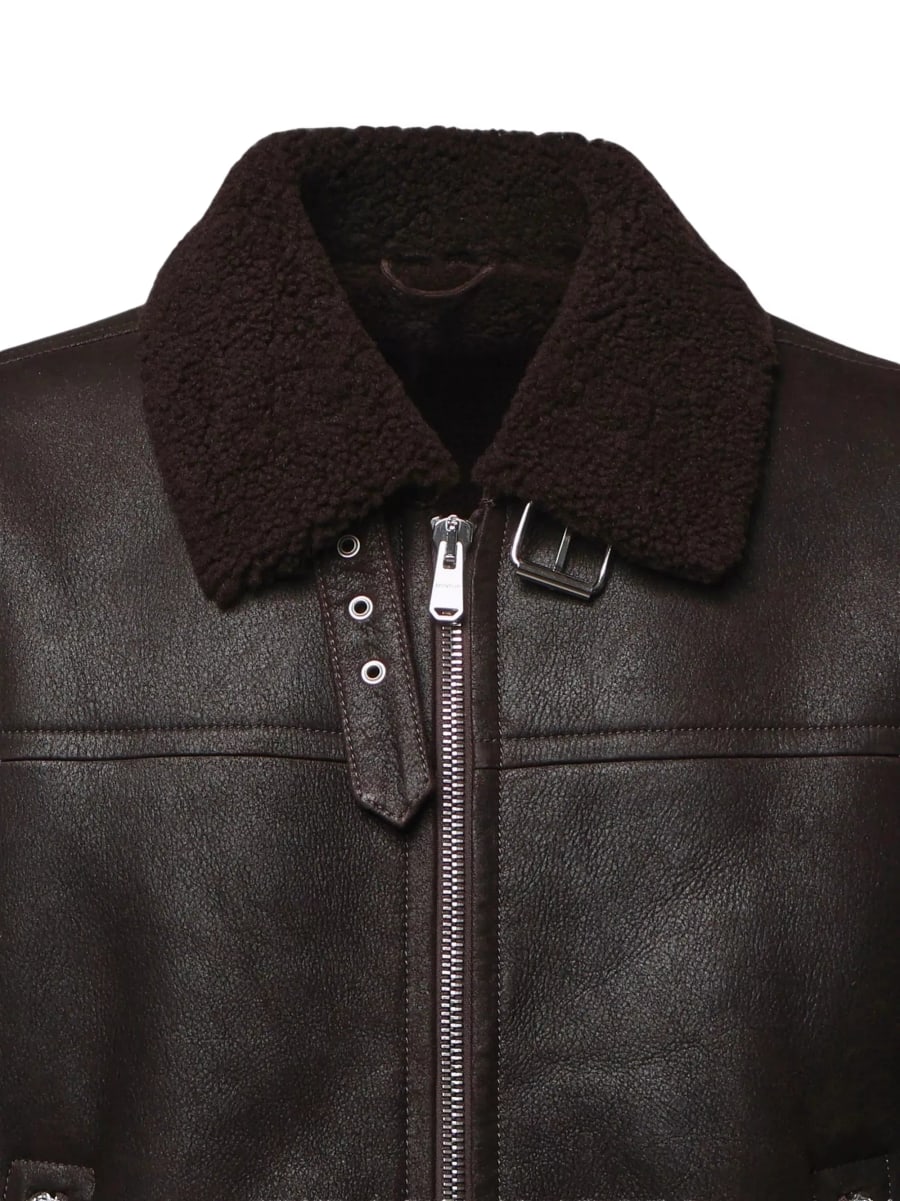 Dondup Giacca in pelle con colletto in pelliccia, view 3