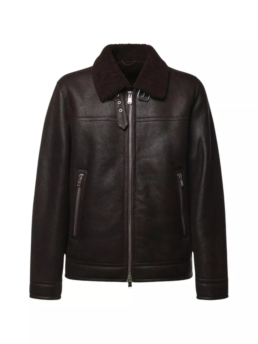 Dondup Giacca in pelle con colletto in pelliccia, view 4
