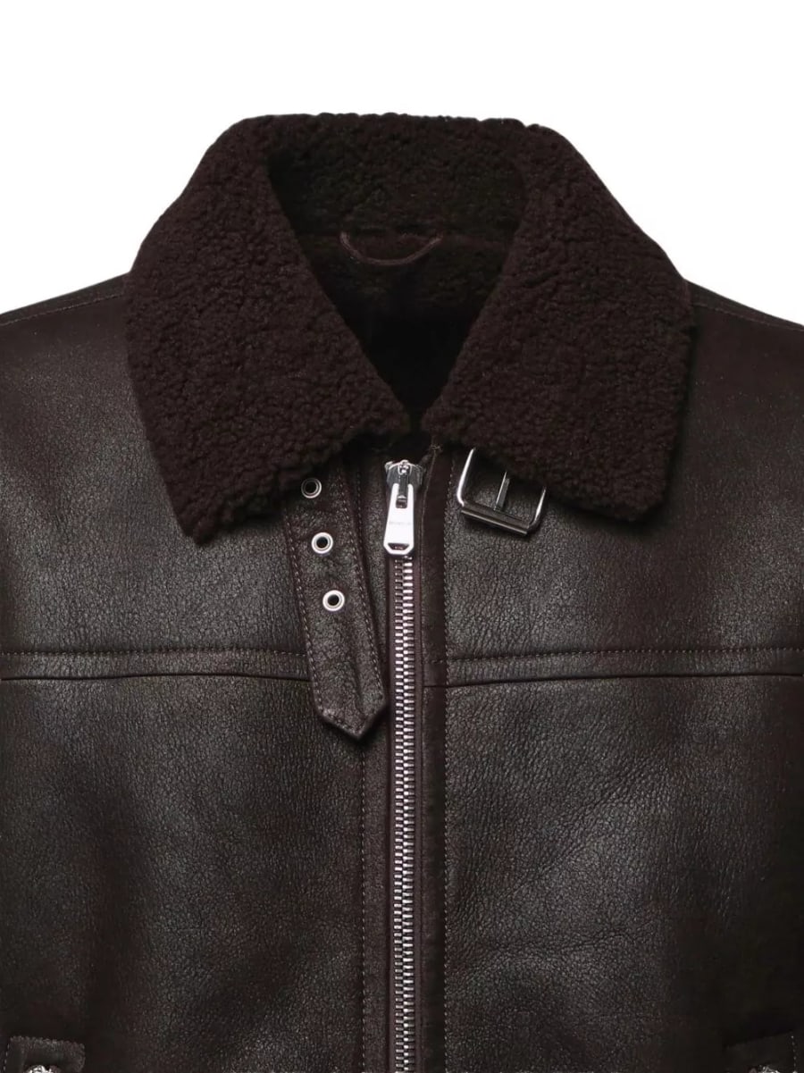 Dondup Giacca in pelle con colletto in pelliccia, view 5