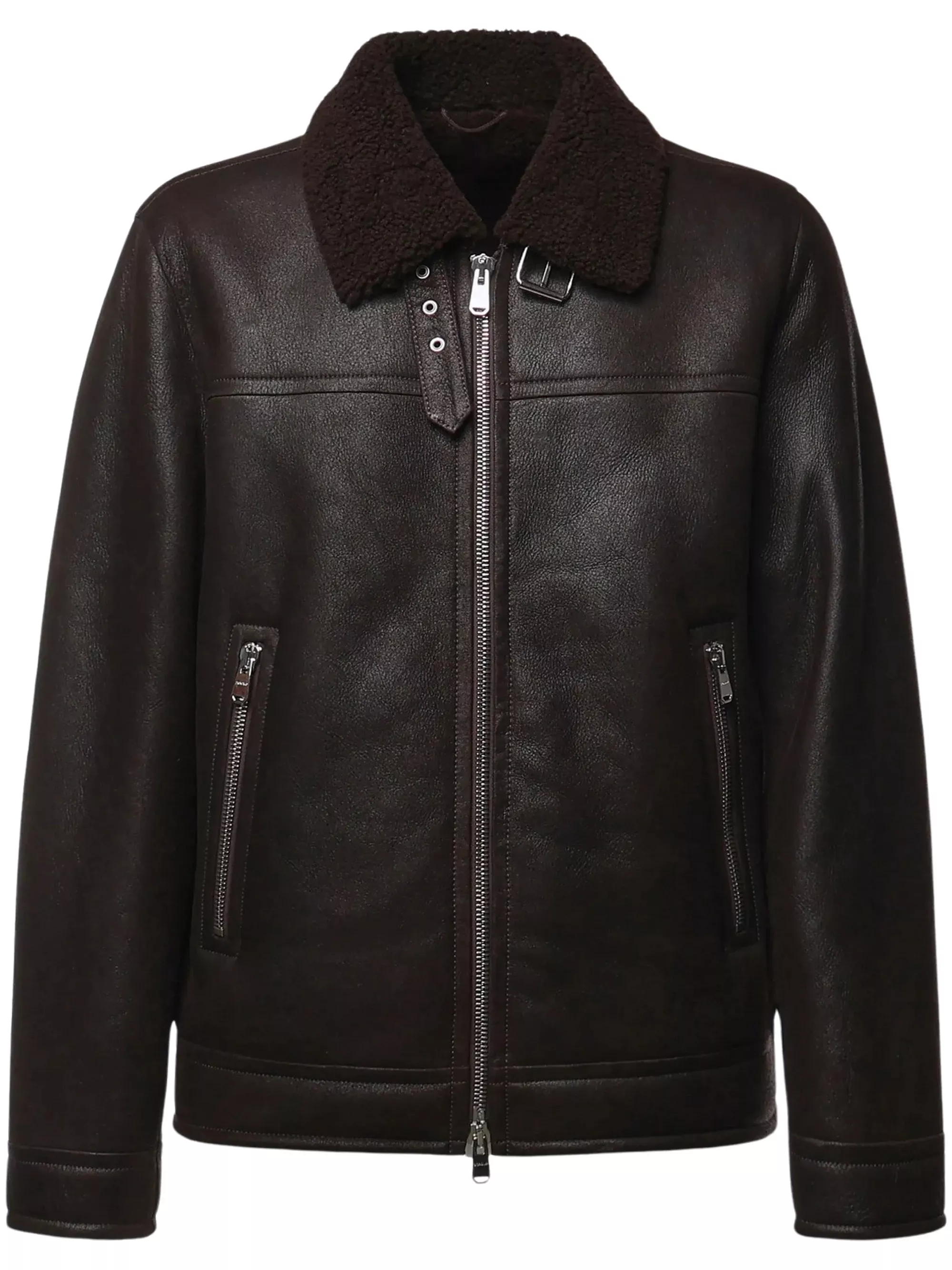 Dondup Giacca in pelle con colletto in pelliccia