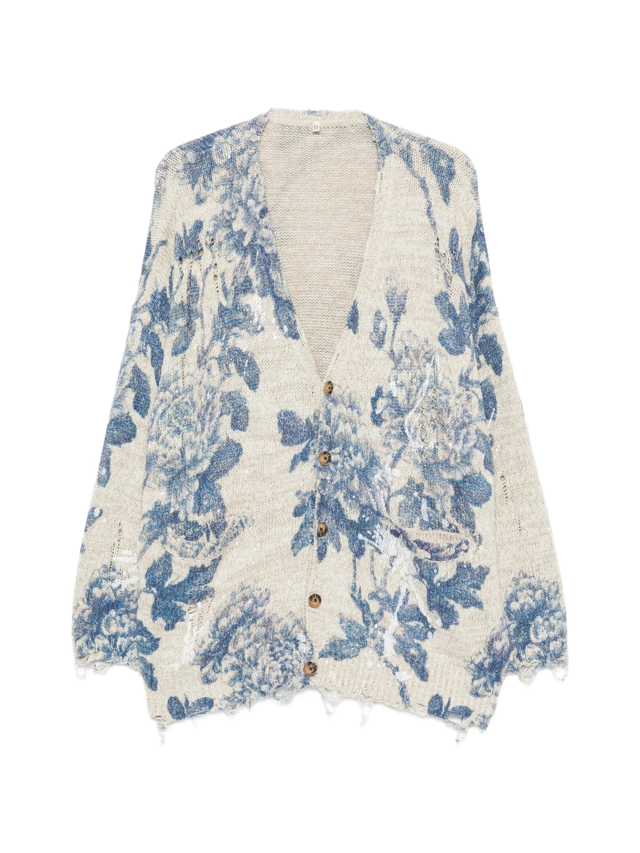 R13 R13 Floral-print Distressed Cardigan