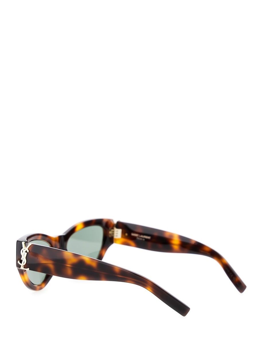 Saint Laurent Occhiali da Sole con Montatura Spessa e Stampa Tartarugata in Acetato Marroni Donna, view 2