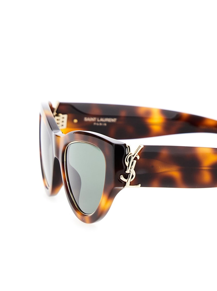 Saint Laurent Occhiali da Sole con Montatura Spessa e Stampa Tartarugata in Acetato Marroni Donna, view 3