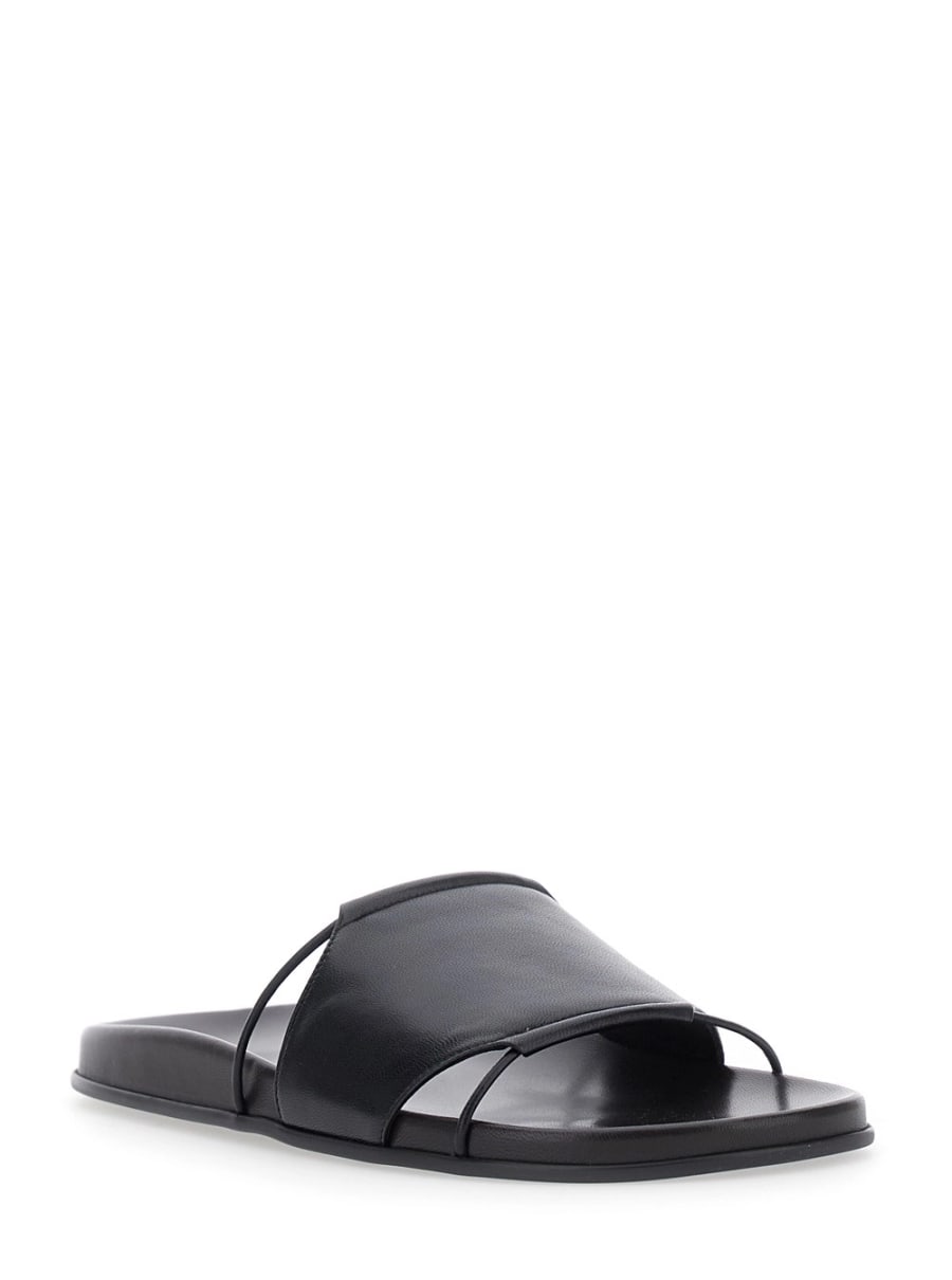 The Row Sandali 'Vivienne' con fascia larga con cinturino elastico in pelle neri donna, view 2