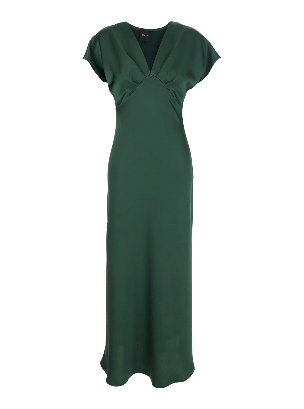 Leplain Abito Lungo con Scollo a V e Ruches sul Fronte in Tessuto Tecnico Verde Donna