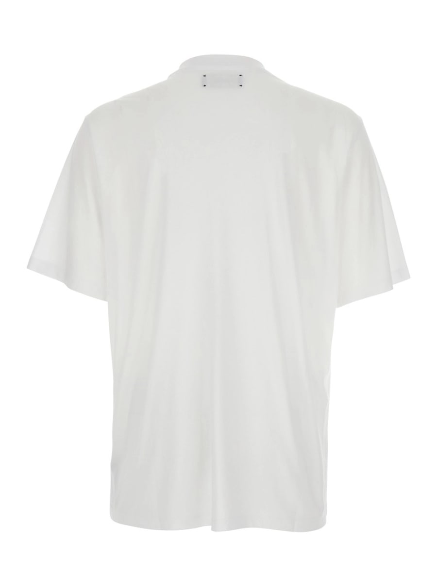 Amiri T-shirt girocollo con maniche corte ampie e ricamo logo lettering sul collo in tessuto tecnico bianca uomo, view 2