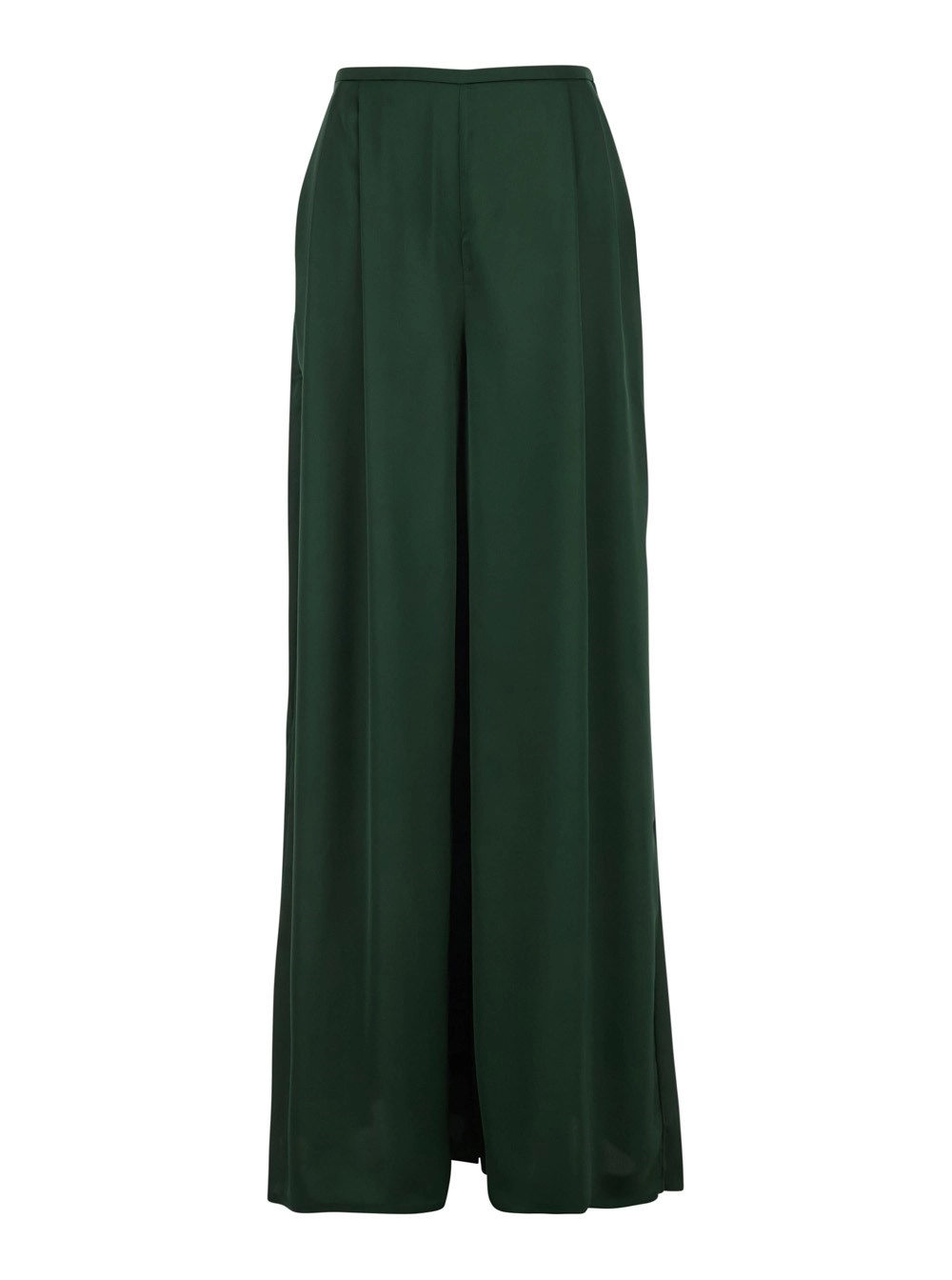 Norma kamali Pantalone a Vita Alta con Pences sul Fronte e Gamba Ampia in Tessuto Tecnico Verde Donna