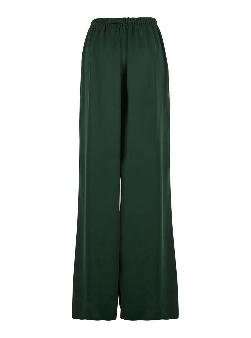 Norma kamali Pantalone a Vita Alta con Pences sul Fronte e Gamba Ampia in Tessuto Tecnico Verde Donna, view 2