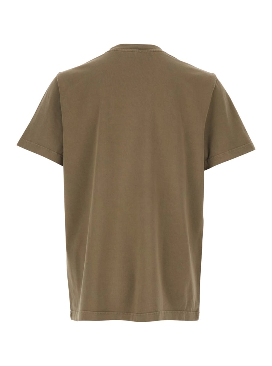A.P.C. T-Shirt Girocollo con Logo Lettering sul Fronte in Cotone Marrone Uomo, view 2