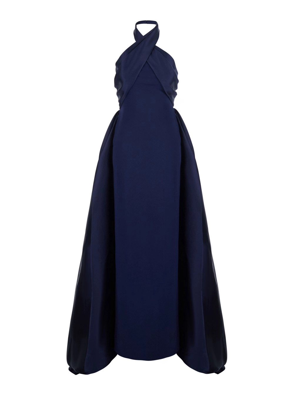 Solace london Abito Lungo con Scollo a V in Tessuto Blu Donna