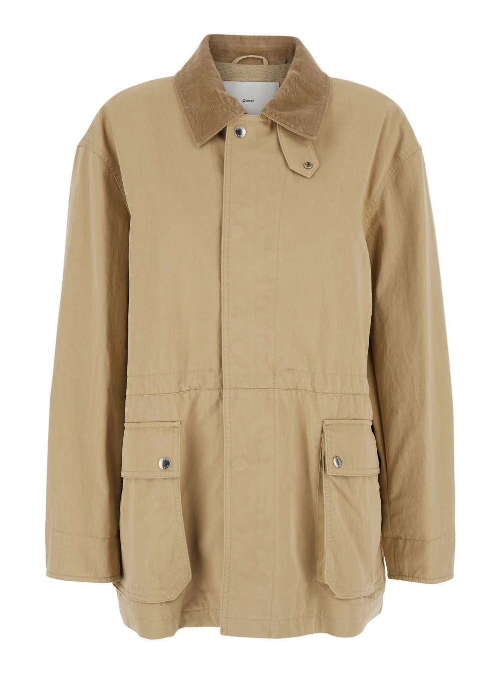 Dunst Giubotto con colletto classico a coste in cotone beige donna